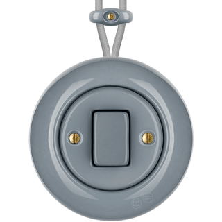 PORCELAIN KATY PATY COLONA ROUND SURFACE MOUNTED FAT BUTTON SWITCH ASH GREY - DYKE & DEAN