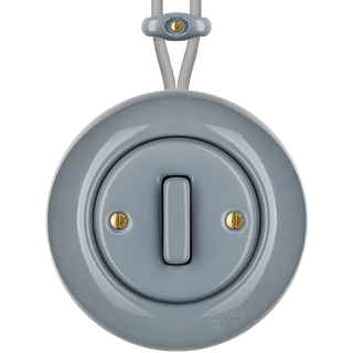 PORCELAIN KATY PATY COLONA ROUND SURFACE MOUNTED SLIM BUTTON SWITCH ASH GREY - DYKE & DEAN