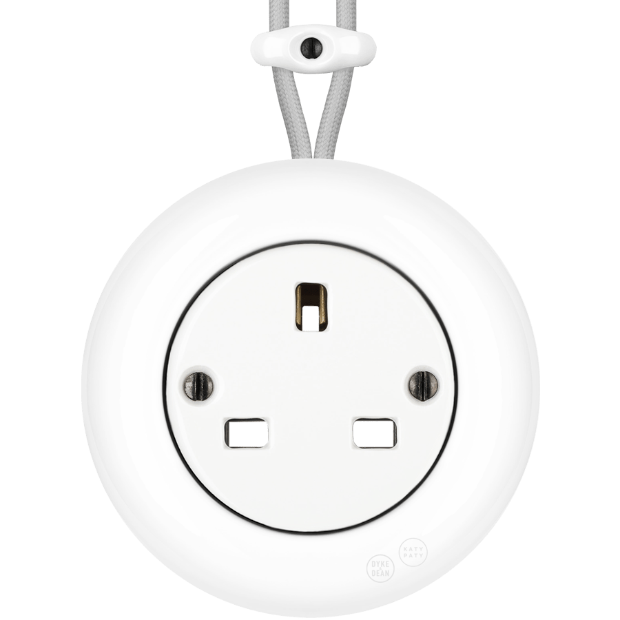 PORCELAIN KATY PATY COLONA ROUND SURFACE MOUNTED UK SOCKET WHITE - DYKE & DEAN