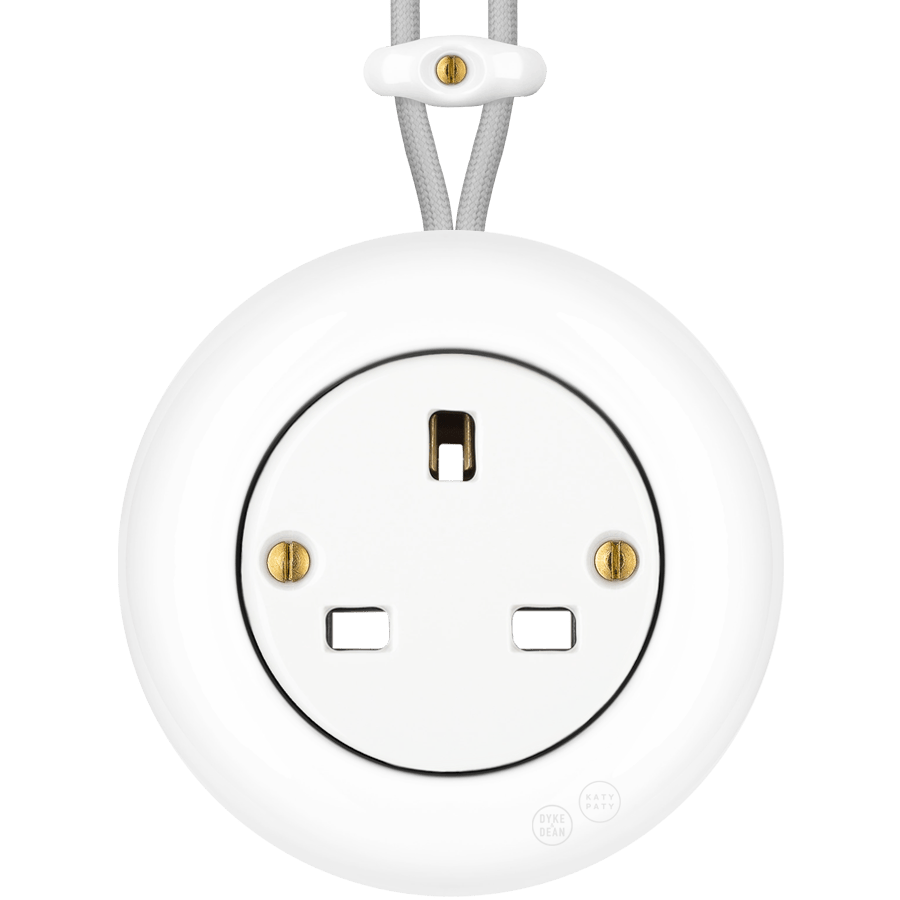 PORCELAIN KATY PATY COLONA ROUND SURFACE MOUNTED UK SOCKET WHITE - DYKE & DEAN