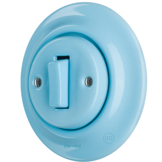 PORCELAIN WALL LIGHT SWITCH SLIM BUTTON PASTEL BLUE - DYKE & DEAN