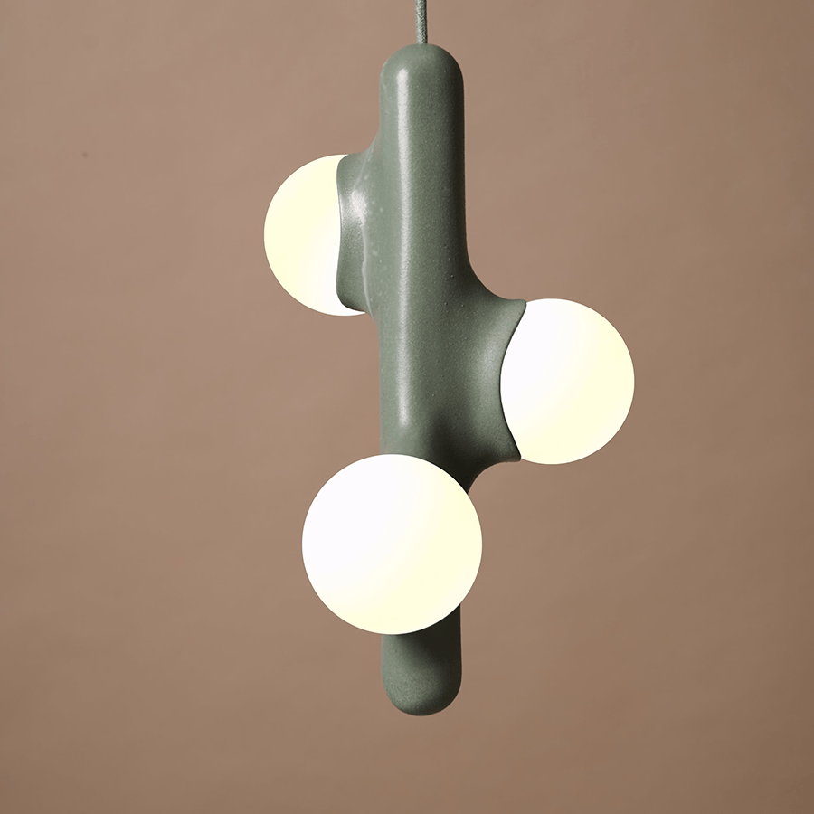 PRICKLY PEAR CERAMIC TRIPLE GLOBE PENDANT LIGHT - DYKE & DEAN