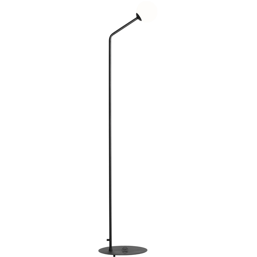 PURE OPAL GLASS GLOBE FLOOR LIGHT BLACK - DYKE & DEAN