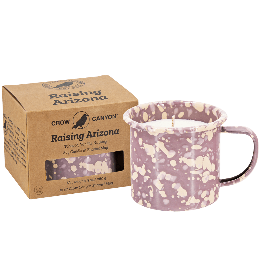 RAISING ARIZONA ENAMEL 9OZ MUG WITH SOY CANDLE MAUVE - DYKE & DEAN