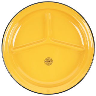 SET OF 2 YELLOW ENAMEL DIVIDED CAMP PLATES - DYKE & DEAN