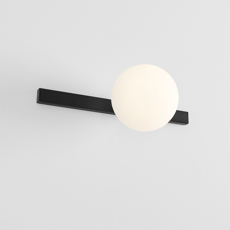 SINGLE BAR OPAL GLOBE WALL LIGHT - DYKE & DEAN