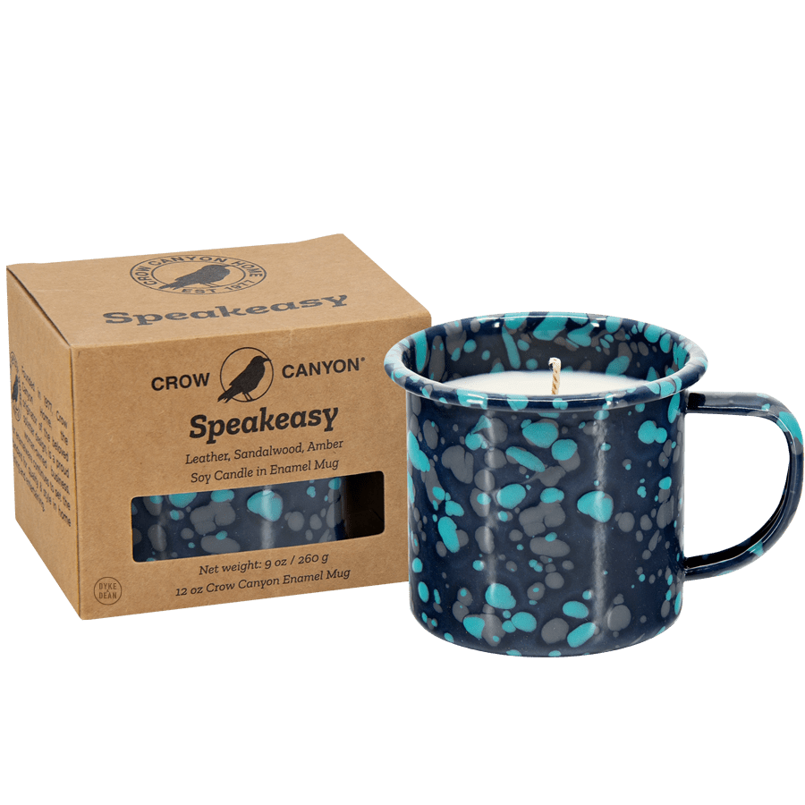 SPEAKEASY ENAMEL 9OZ MUG WITH SOY CANDLE NAVY - DYKE & DEAN