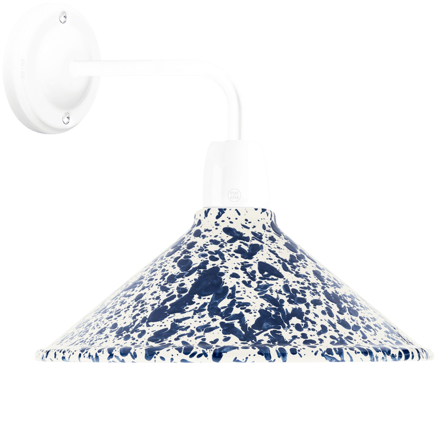 SPLATTERWARE CONE SHADE WHITE WALL ARM LIGHT NAVY - DYKE & DEAN