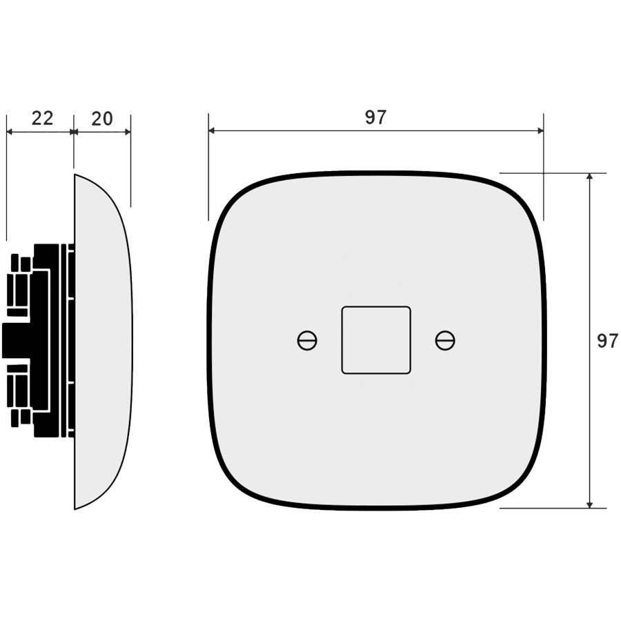 SQUARE PORCELAIN HDMI WALL SOCKET ASH GREY - DYKE & DEAN