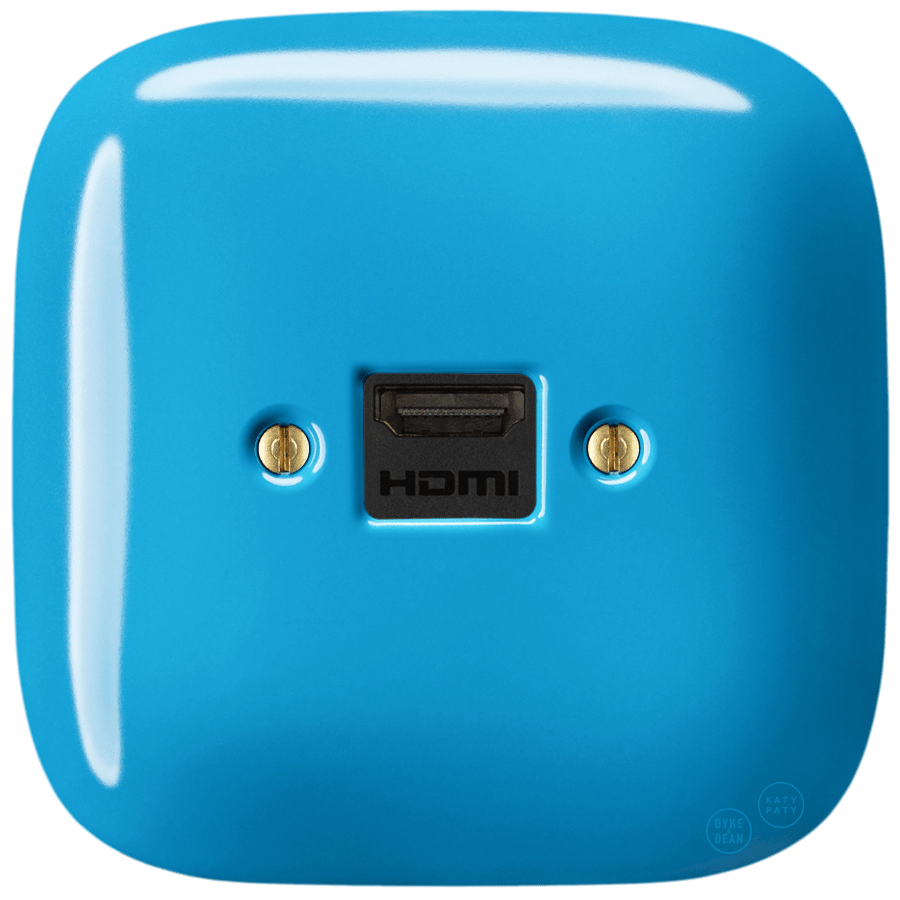 SQUARE PORCELAIN HDMI WALL SOCKET AZURE - DYKE & DEAN