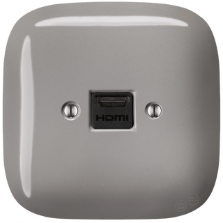 SQUARE PORCELAIN HDMI WALL SOCKET CAPPUCCINO - DYKE & DEAN