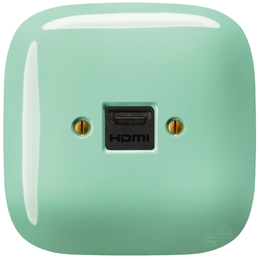 SQUARE PORCELAIN HDMI WALL SOCKET MINT - DYKE & DEAN