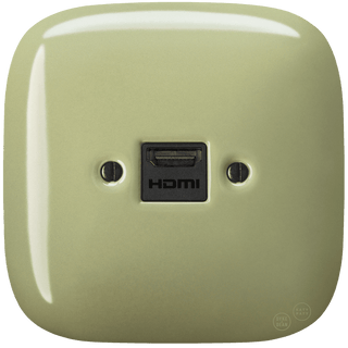 SQUARE PORCELAIN HDMI WALL SOCKET MOSS GREEN - DYKE & DEAN