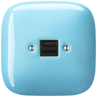 SQUARE PORCELAIN HDMI WALL SOCKET PASTEL BLUE - DYKE & DEAN