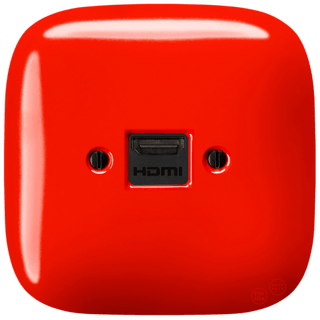 SQUARE PORCELAIN HDMI WALL SOCKET RED - DYKE & DEAN