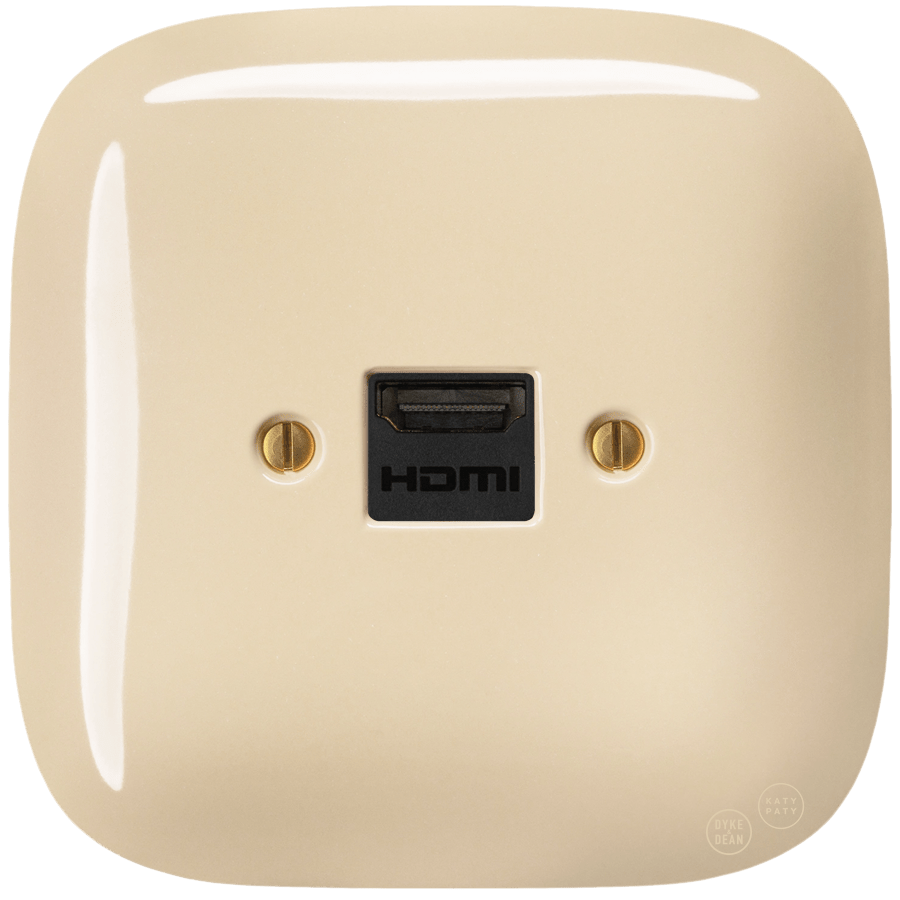 SQUARE PORCELAIN HDMI WALL SOCKET SAND - DYKE & DEAN