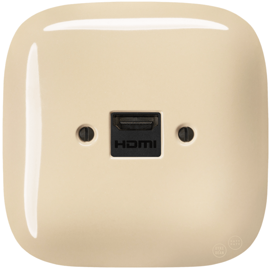 SQUARE PORCELAIN HDMI WALL SOCKET SAND - DYKE & DEAN