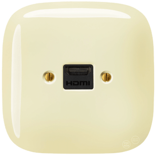 SQUARE PORCELAIN HDMI WALL SOCKET VANILLA - DYKE & DEAN