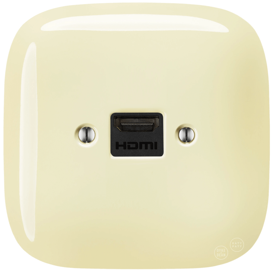 SQUARE PORCELAIN HDMI WALL SOCKET VANILLA - DYKE & DEAN