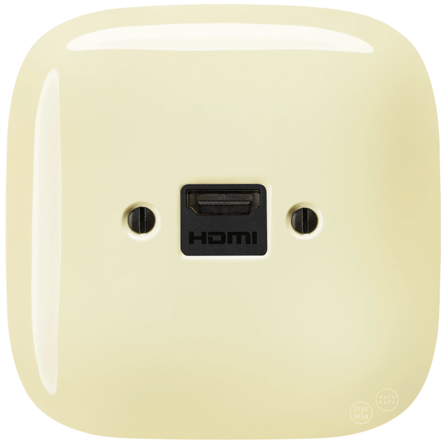 SQUARE PORCELAIN HDMI WALL SOCKET VANILLA - DYKE & DEAN