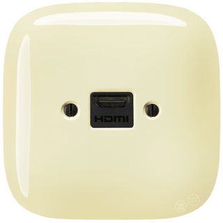 SQUARE PORCELAIN HDMI WALL SOCKET VANILLA - DYKE & DEAN