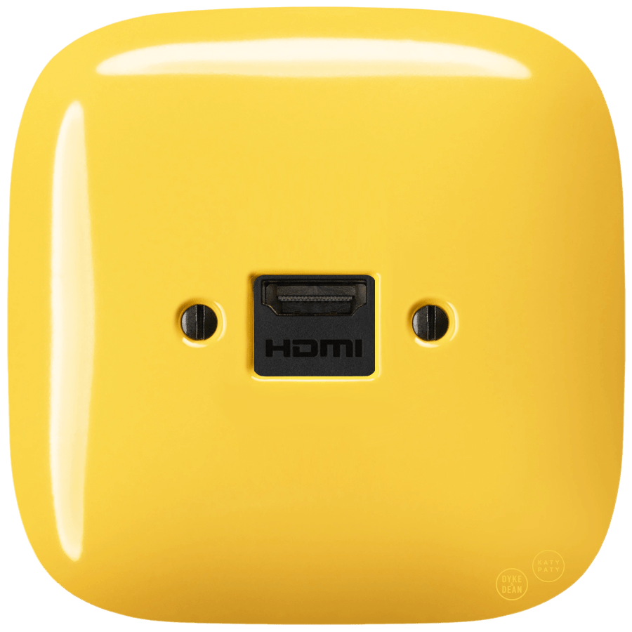 SQUARE PORCELAIN HDMI WALL SOCKET YELLOW - DYKE & DEAN