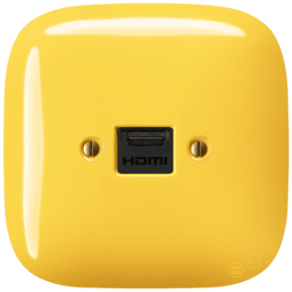 SQUARE PORCELAIN HDMI WALL SOCKET YELLOW - DYKE & DEAN