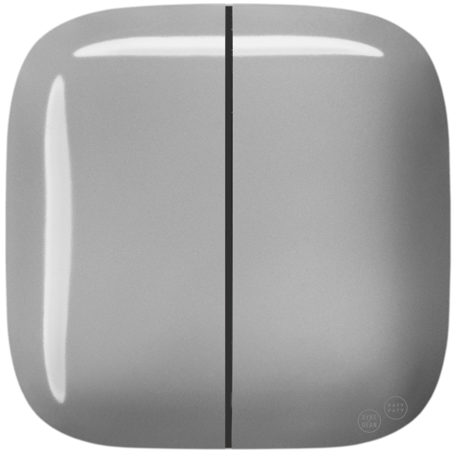 SQUARE PORCELAIN WALL DOUBLE ROCKER LIGHT SWITCH GREY - DYKE & DEAN