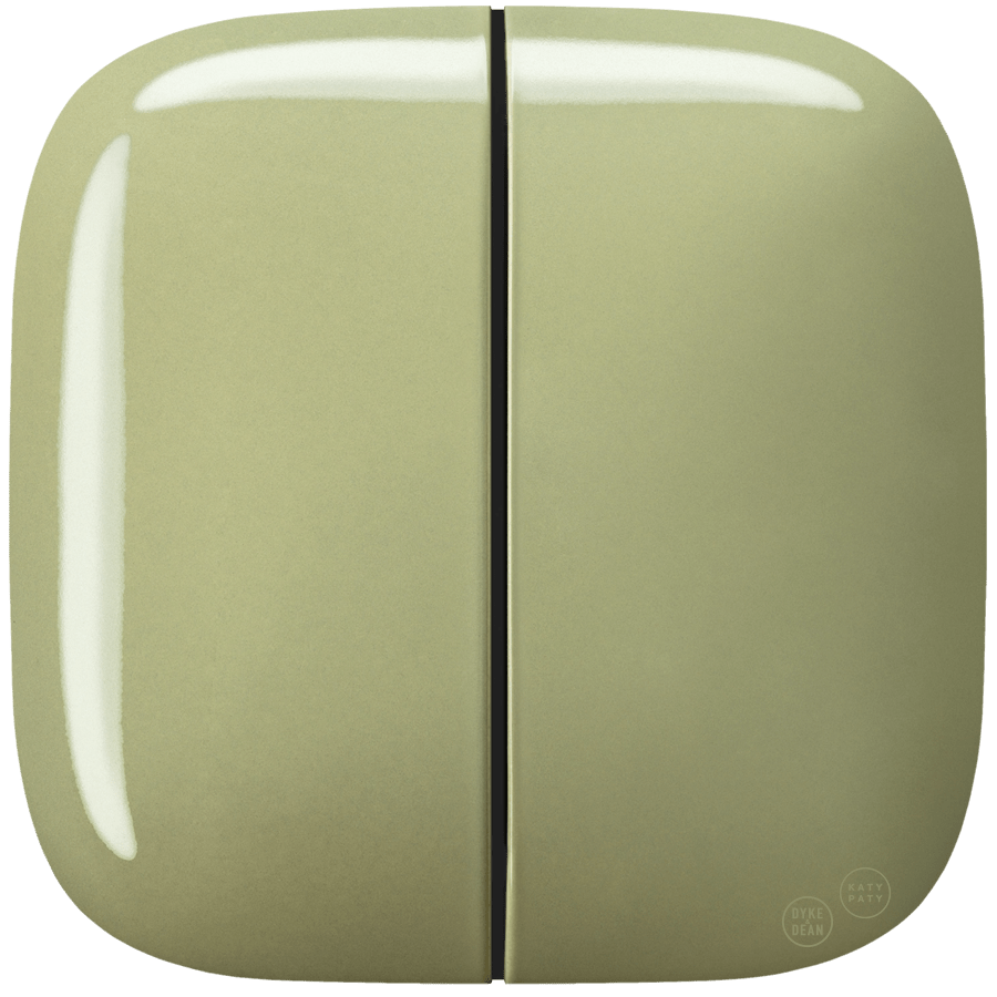 SQUARE PORCELAIN WALL DOUBLE ROCKER LIGHT SWITCH MOSS GREEN - DYKE & DEAN