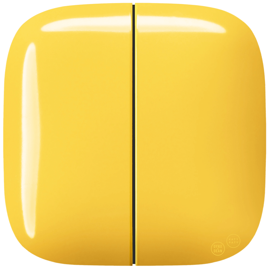 SQUARE PORCELAIN WALL DOUBLE ROCKER LIGHT SWITCH YELLOW - DYKE & DEAN