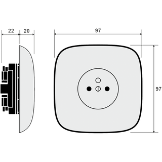 SQUARE PORCELAIN WALL SOCKET AZURE - DYKE & DEAN