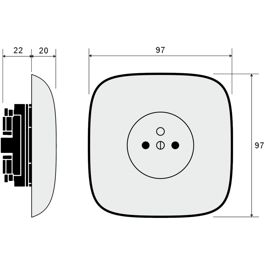 SQUARE PORCELAIN WALL SOCKET BLACK - DYKE & DEAN