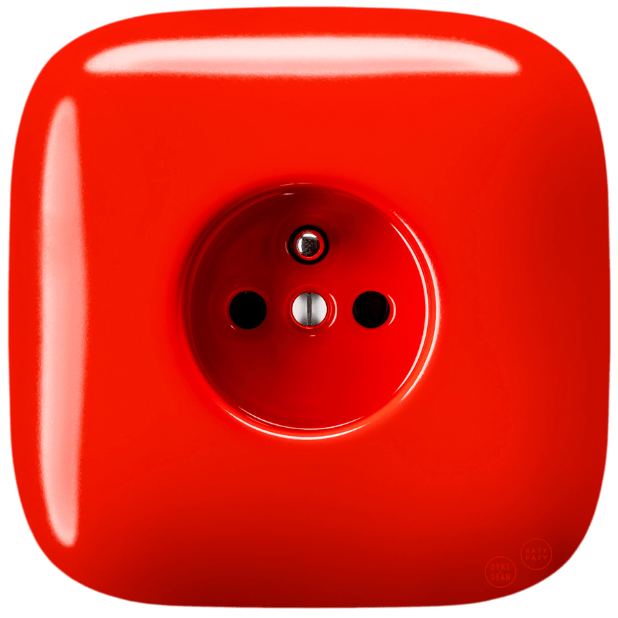 SQUARE PORCELAIN WALL SOCKET RED - DYKE & DEAN