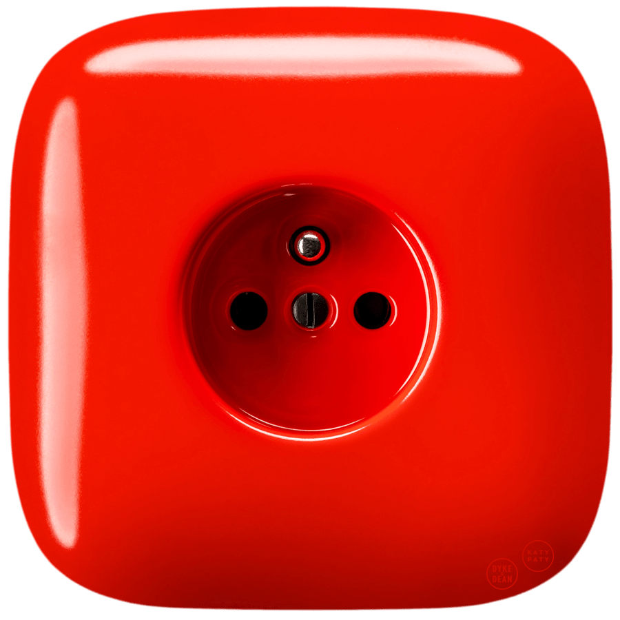 SQUARE PORCELAIN WALL SOCKET RED - DYKE & DEAN