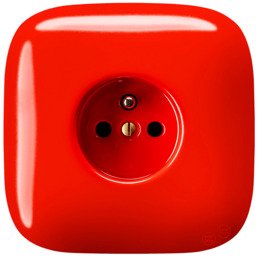 SQUARE PORCELAIN WALL SOCKET RED - DYKE & DEAN