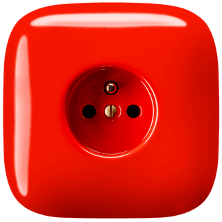 SQUARE PORCELAIN WALL SOCKET RED - DYKE & DEAN