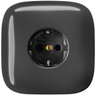 SQUARE PORCELAIN WALL SOCKET SCHUKO DARK GREY - DYKE & DEAN