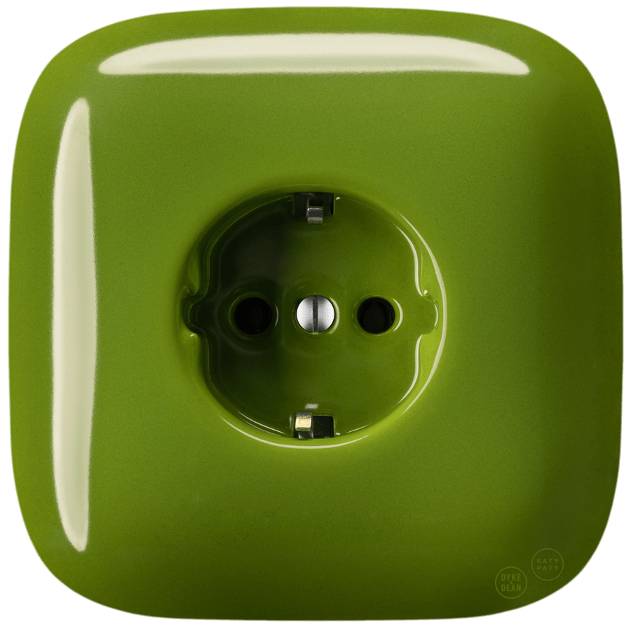 SQUARE PORCELAIN WALL SOCKET SCHUKO GREEN - DYKE & DEAN