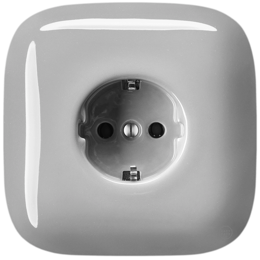 SQUARE PORCELAIN WALL SOCKET SCHUKO GREY - DYKE & DEAN