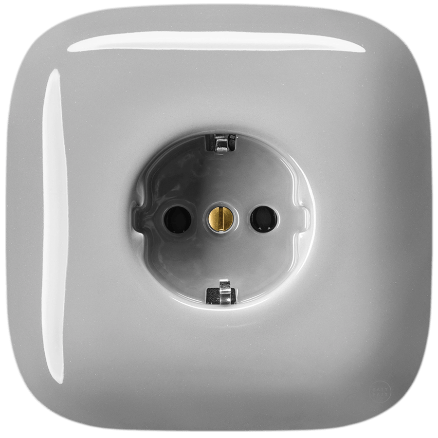 SQUARE PORCELAIN WALL SOCKET SCHUKO GREY - DYKE & DEAN