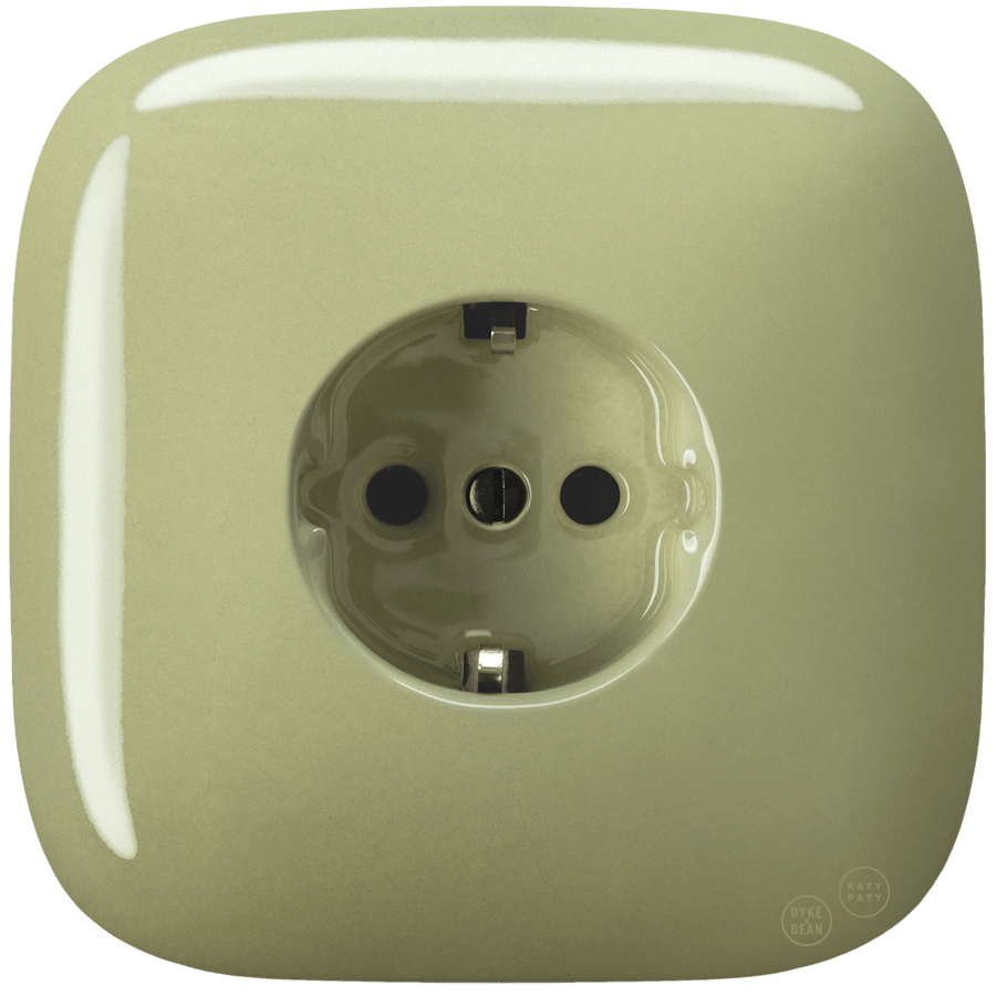 SQUARE PORCELAIN WALL SOCKET SCHUKO MOSS GREEN - DYKE & DEAN