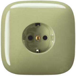 SQUARE PORCELAIN WALL SOCKET SCHUKO MOSS GREEN - DYKE & DEAN