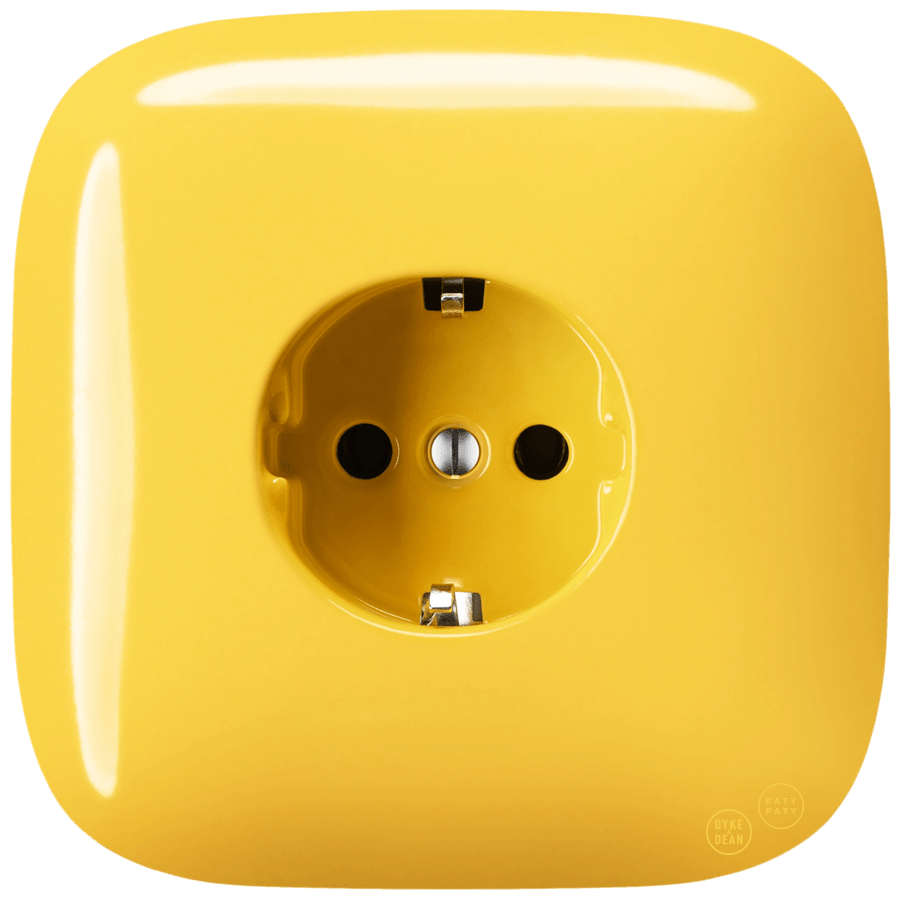 SQUARE PORCELAIN WALL SOCKET SCHUKO YELLOW - DYKE & DEAN