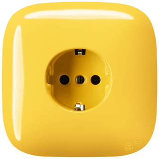 SQUARE PORCELAIN WALL SOCKET SCHUKO YELLOW - DYKE & DEAN