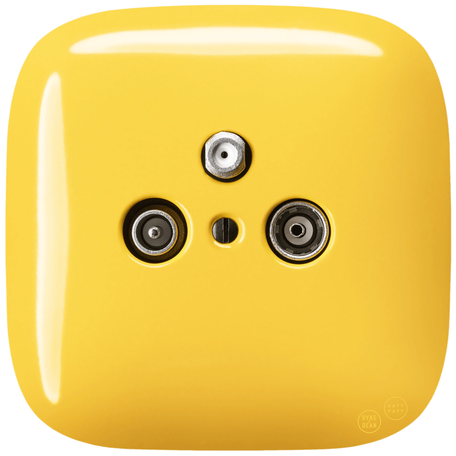 SQUARE PORCELAIN WALL SOCKET TV ANTENNA YELLOW - DYKE & DEAN