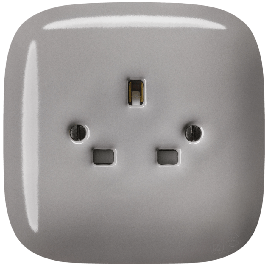 SQUARE PORCELAIN WALL SOCKET UK ASH CAPPUCCINO - DYKE & DEAN