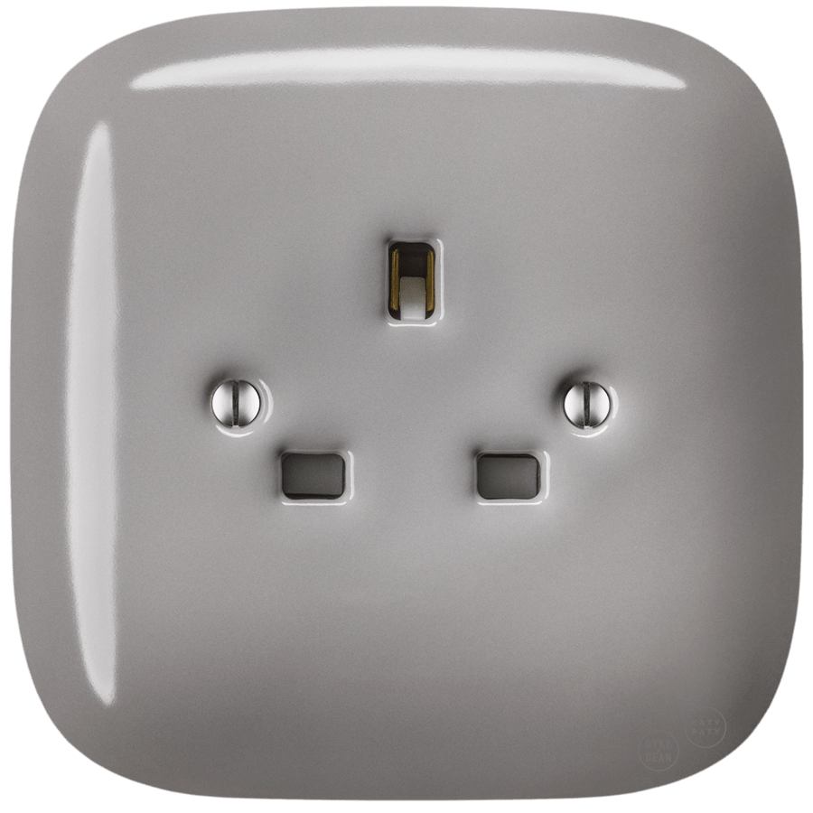 SQUARE PORCELAIN WALL SOCKET UK ASH CAPPUCCINO - DYKE & DEAN