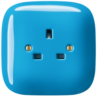 SQUARE PORCELAIN WALL SOCKET UK AZURE - DYKE & DEAN