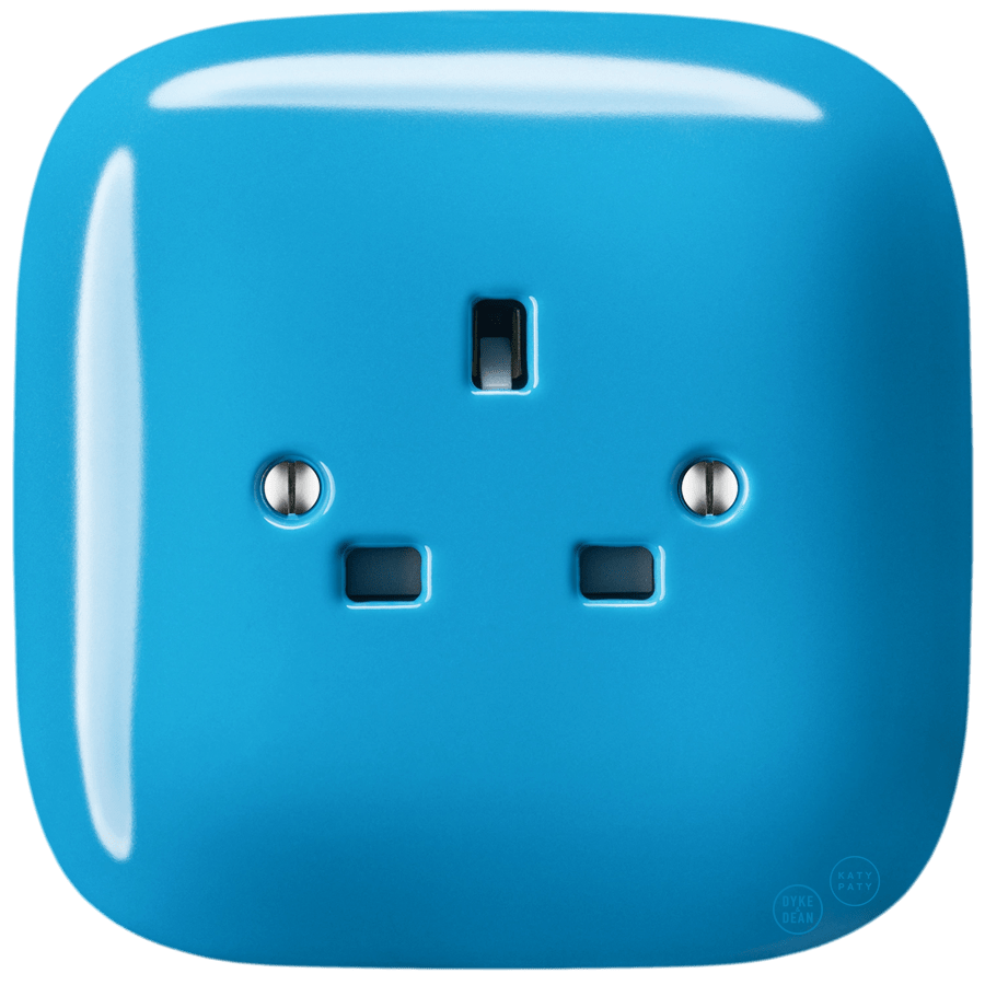 SQUARE PORCELAIN WALL SOCKET UK AZURE - DYKE & DEAN