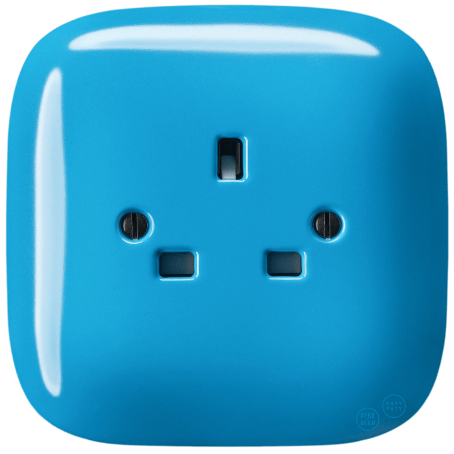 SQUARE PORCELAIN WALL SOCKET UK AZURE - DYKE & DEAN